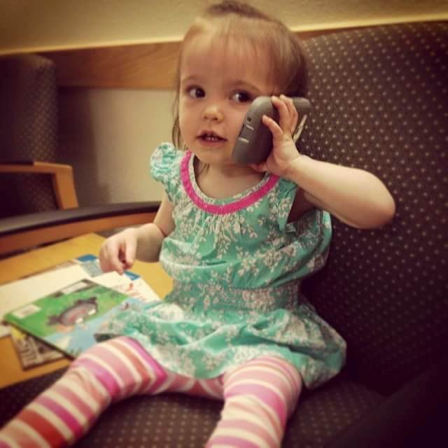 Audrey taking an important call